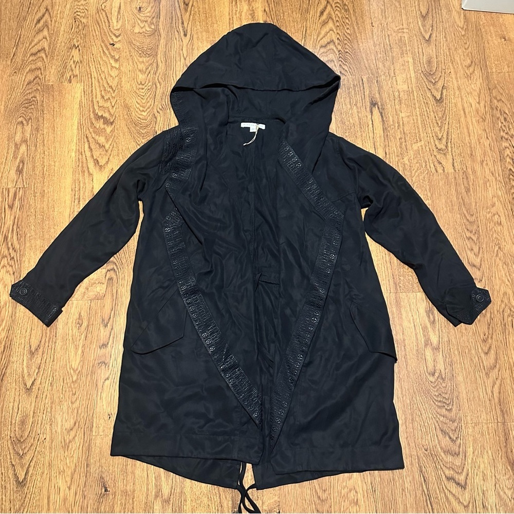 Burning Torch Black Hooded open jacket size XS front pockets